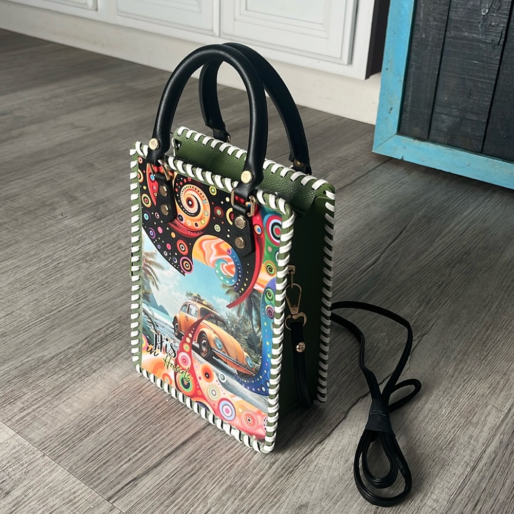 *SOLD* CHiP modern style VW camper van bug beetle car waves surf crossbody purse - Picture 16 of 17